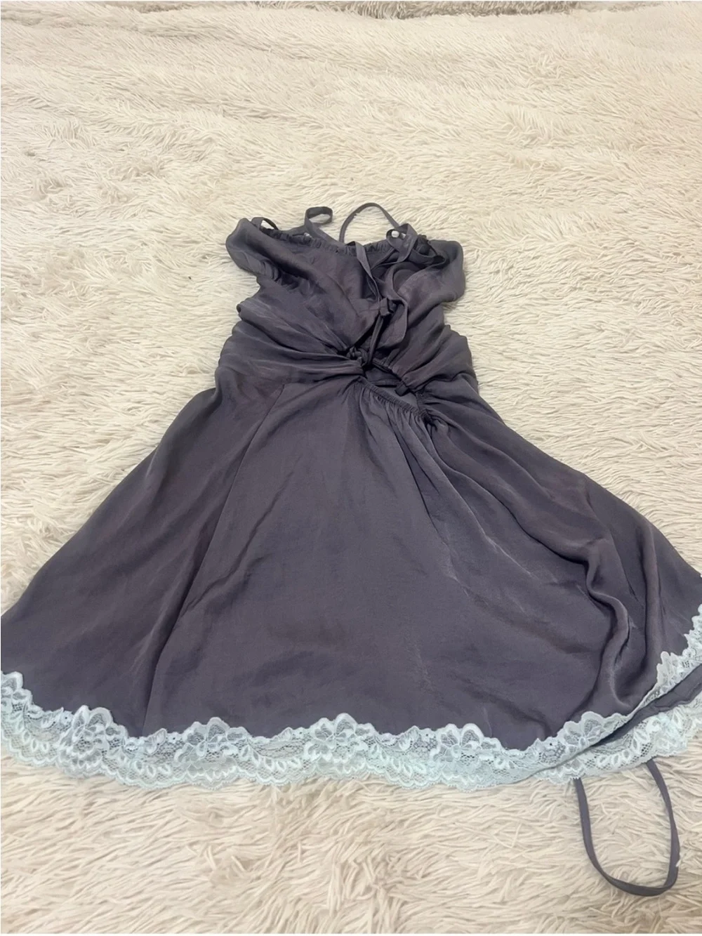 Free People Charcoal Slip Dress with Lace Trim